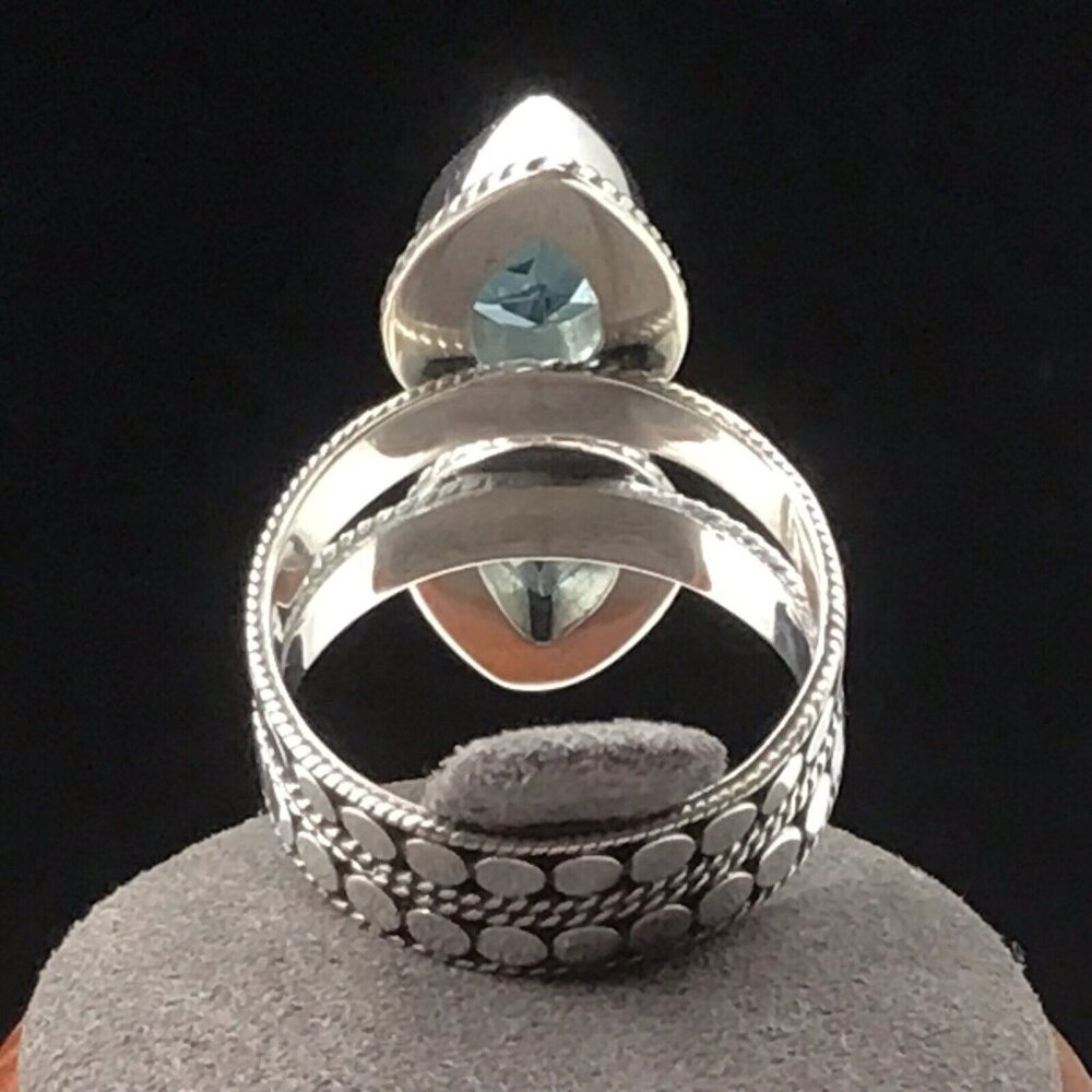 Sterling Silver Blue Topaz Ring Size 6 - Picture 4 of 12
